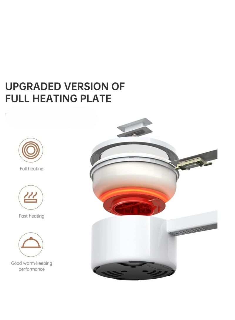 Stainless Steel Mini Electric Hot Pot with Non Stick Coating Long Handle Frying Pan and Stainless Steel Steamer. Ideal for Travel Cooking Multi Cookers and Electric Cooking.