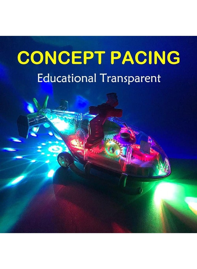 Musical Transparent Helicopter Toy Battery Operated Light & Sound Toy Pack of 2
