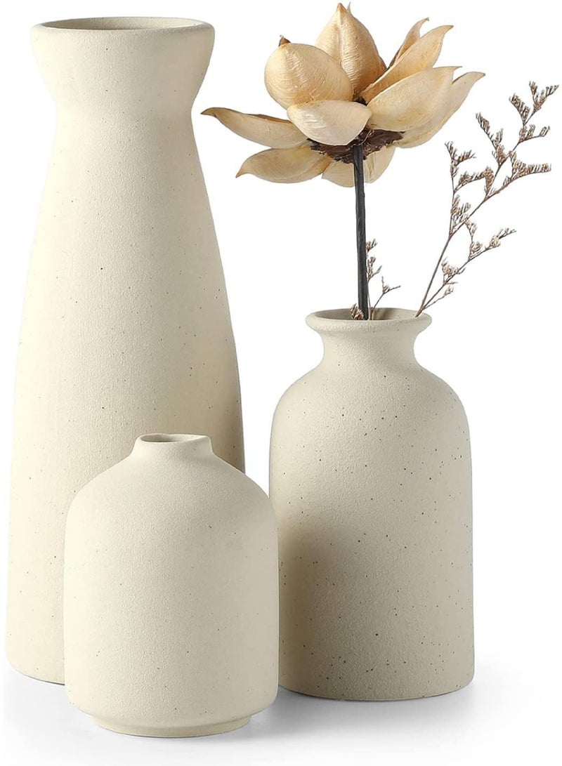 Ceramic vase Set-3 Small Flower vases for Decor Modern Home Decor Vases for Decor Pampas Grass Vase Dried Flowers Vases Living Room Table Shelf Centerpieces Decoration
