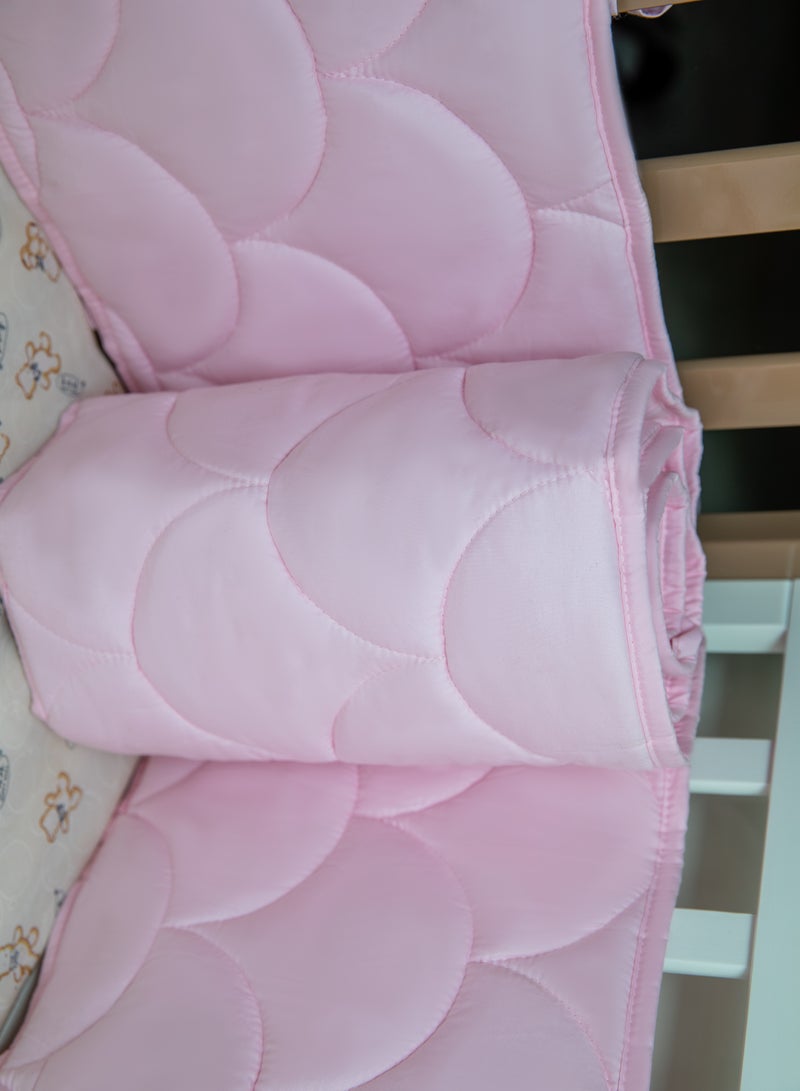 4 Pieces Baby Crib Protector Bumpers Crib - Breathable Pads Thick- Machine Washable Nursery Bed Essential Protector Pads for Boys Girls (Pink)