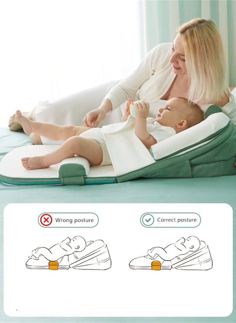 Newborn anti-vomiting slope pillow baby anti-spill feeding bed pillow adjustable baby nursing pad
