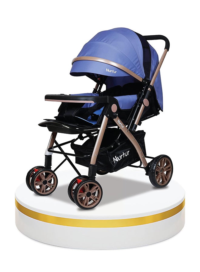 Wilder Baby/Kids Travel Stroller 0 3 Years, Storage Basket, Detachable Food Tray, 5 Point Safety Harness, Adjustable Backrest, Reversible Handle
