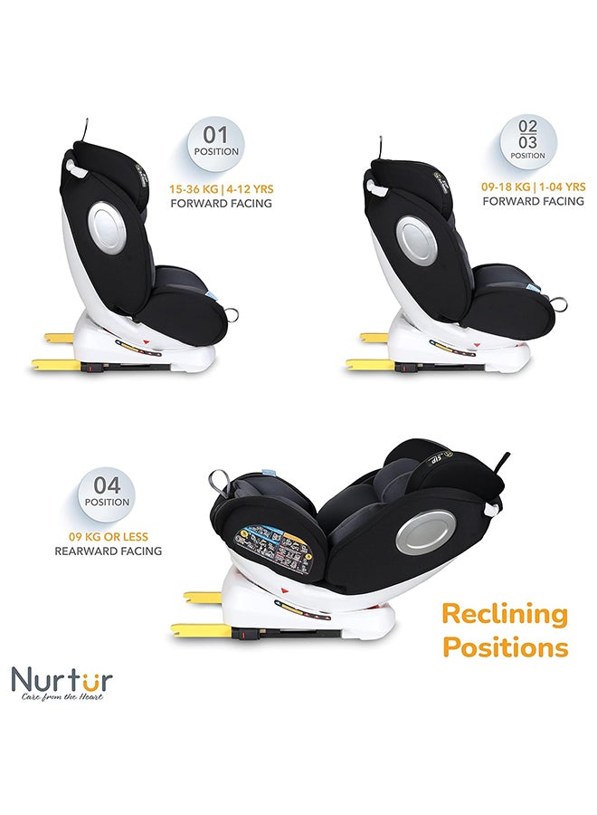 Ultra Baby 4 In1 Car Seat  Isofix  9-Level Adjustable Headrest And Canopy  Upto 36Kg  Black