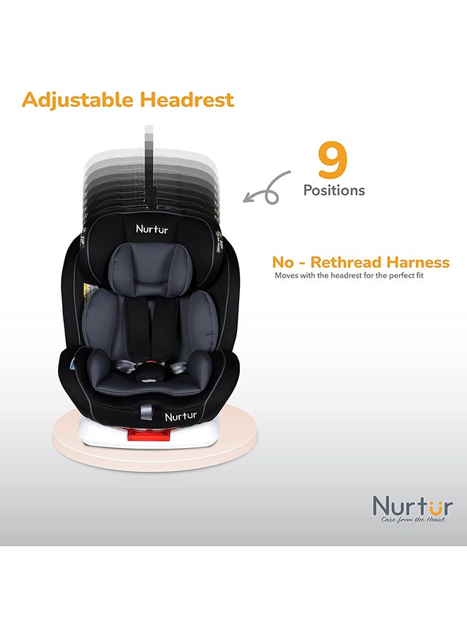 Ultra Baby 4 In1 Car Seat  Isofix  9-Level Adjustable Headrest And Canopy  Upto 36Kg  Black