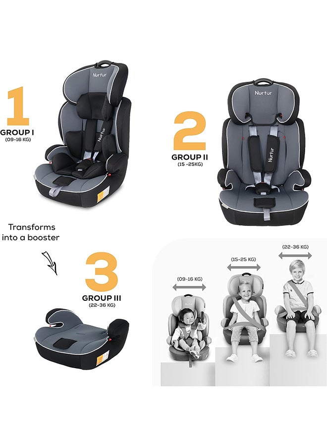 Ragnar Baby/Kids 3-In-1 Car Seat + Booster Seat - Adjustable Headrest - Extra Protection - 5-Point Safety Harness - 9 Months To 12 Years