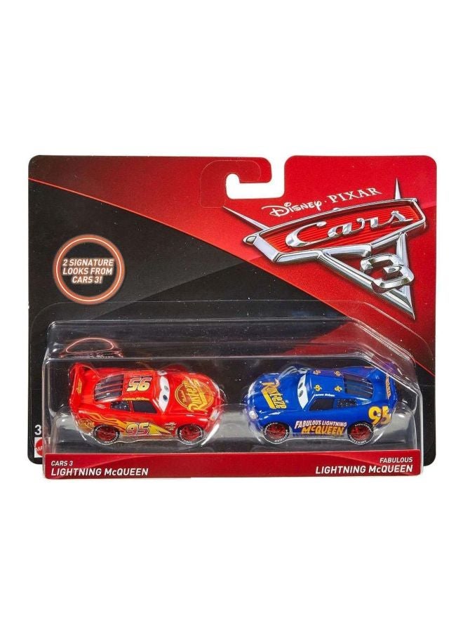 2-Piece Disney Pixar Cars 3 Lightning McQueen And Fabulous Die-Cast Vehicles Car FHC90 2 x 8.5 x 6.5inch