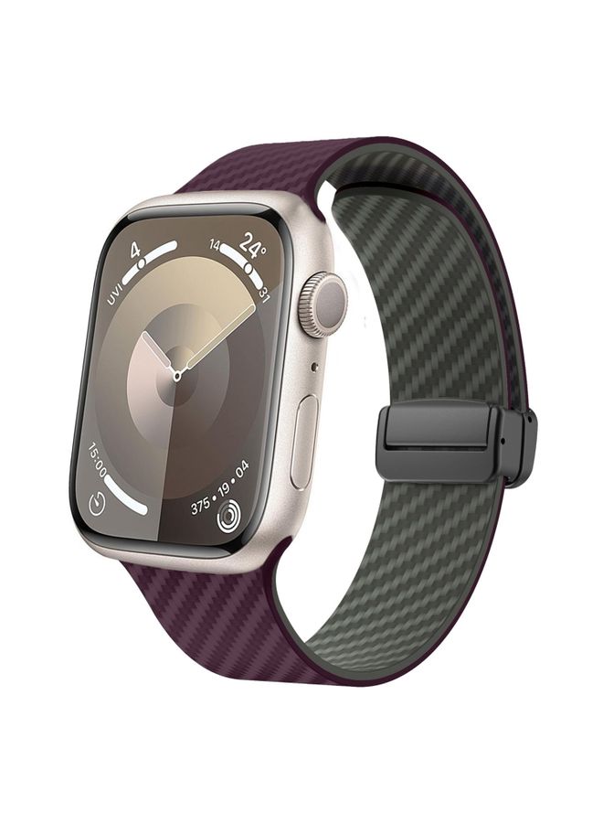 Replacement Strap For Apple Watch 42mm Carbon Fiber Magnetic Black Buckle Watch Band Purple Green
