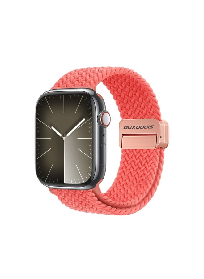 Replacement Strap For Apple Watch 42mm DUX DUCIS Mixture Pro Series Magnetic Buckle Nylon Braid Watch Band Guava