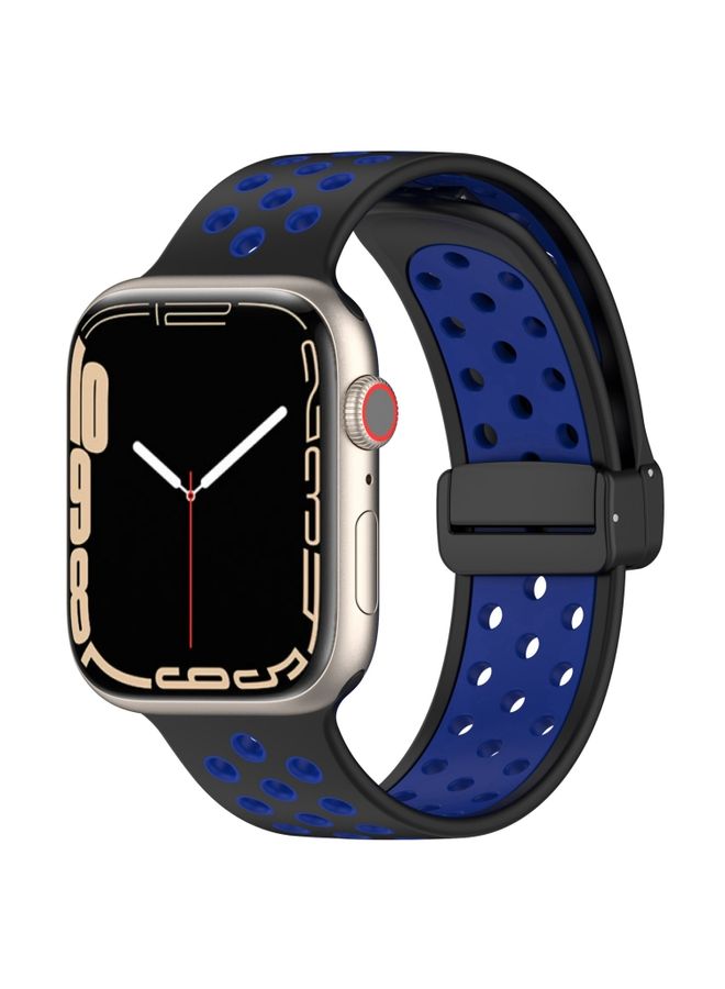 Replacement Strap For Apple Watch 38mm Magnetic Buckle Silicone Watch Band Black Blue