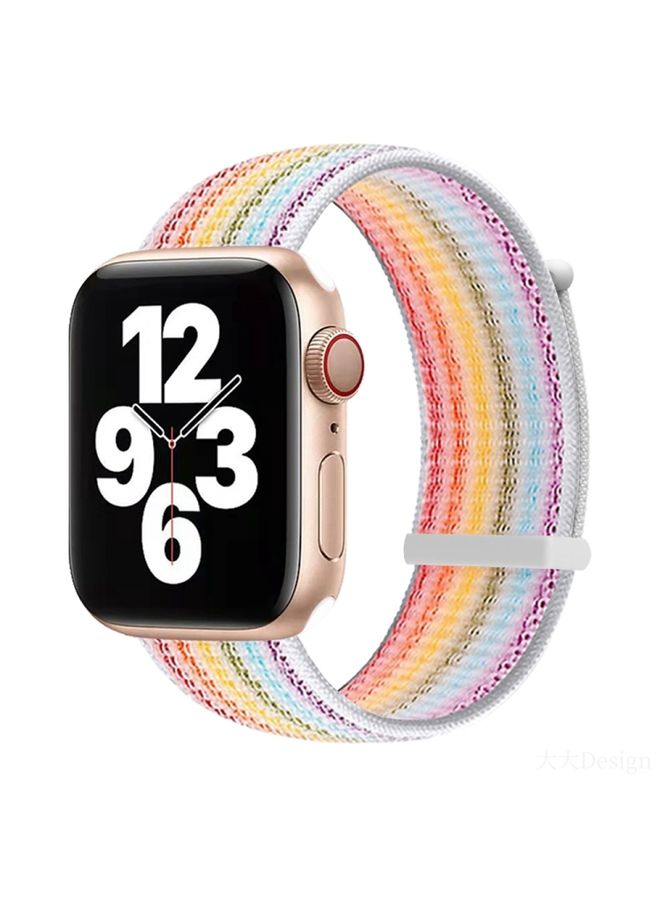 Replacement Strap Hook and Loop Fastener Dual Section Watch Band For Apple Watch Ultra 49mm&Watch Ultra 2 49mm / Series 9&8&7 45mm / SE 3&SE 2&6&SE&5&4 44mm / 3&2&1 42mm Seven Colorful