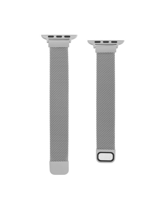 Replacement Strap Small Waist Dual Section Milan Watch Band For Apple Watch Series 9&8&7 41mm / SE 3&SE 2&6&SE&5&4 40mm / 3&2&1 38mm Silver