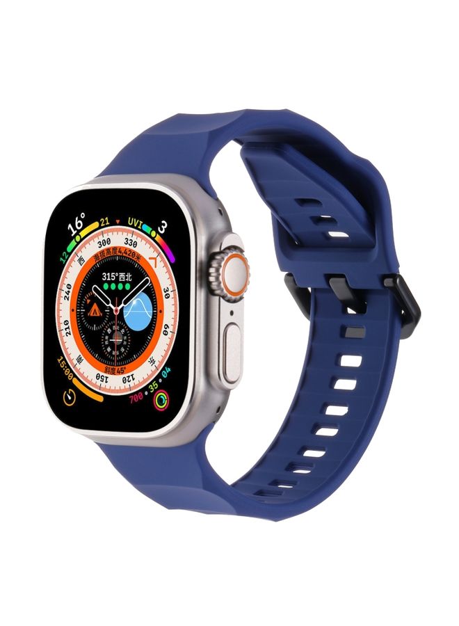 Replacement Strap For Apple Watch 3 42mm Ripple Silicone Sports Watch Band Dark Blue
