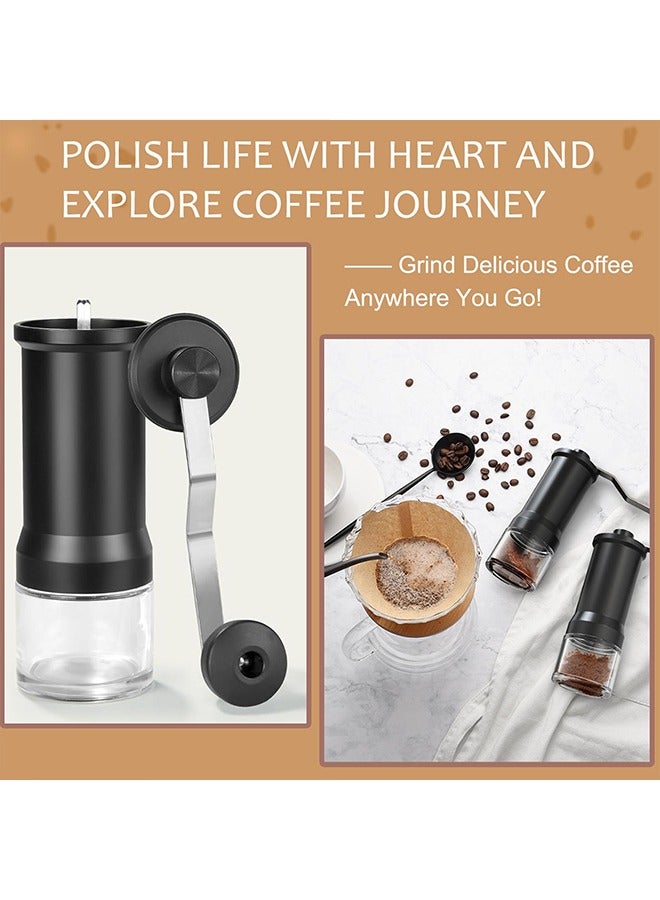 Manual Coffee Grinder, Ceramic Burr Coffee Grinder Manual Adjustable for Fine/Coarse Grind, Portable Spice Grinder with Cleaning Brush