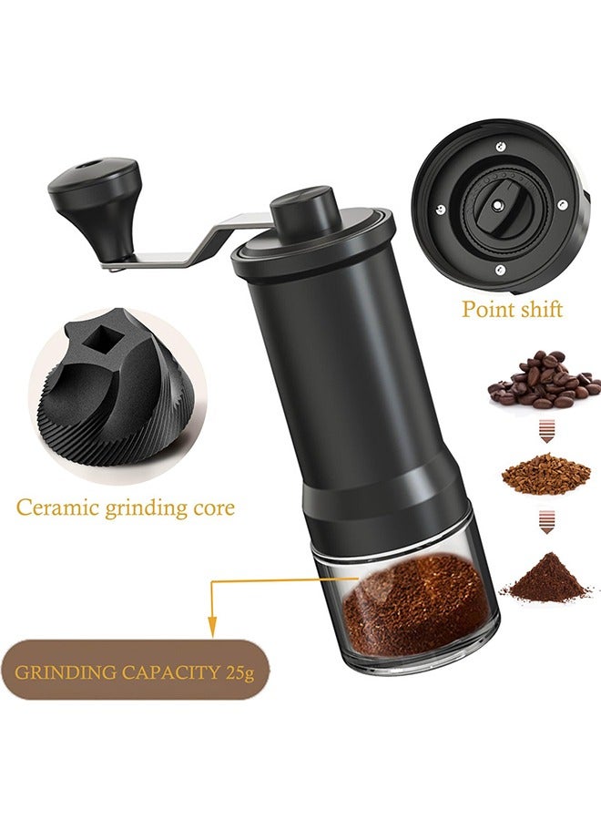 Manual Coffee Grinder, Ceramic Burr Coffee Grinder Manual Adjustable for Fine/Coarse Grind, Portable Spice Grinder with Cleaning Brush