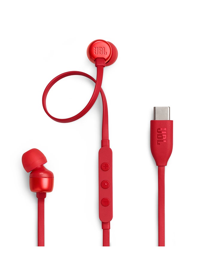 Tune 310C USB-C Wired Hi-Res In-Ear Headphones Red