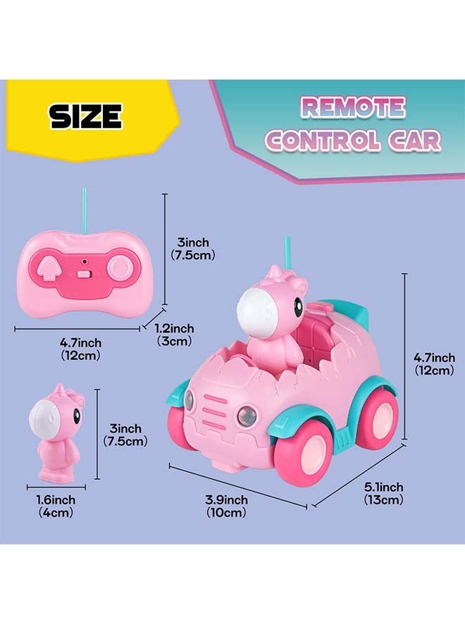 Remote Control Car for Toddler Age 2 3 4 5, Electric RC Car Toys with Light & Music, Toddler Toys, Race Car Vehicles, Horse Figures Truck,  Birthday Gift for Baby Girls, Pink