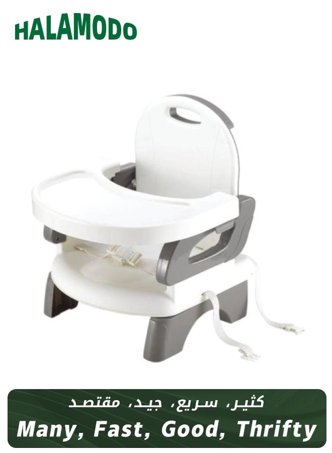 Baby Dining Chair Gray and White, Foldable Infant Portable Liftable Dining Table