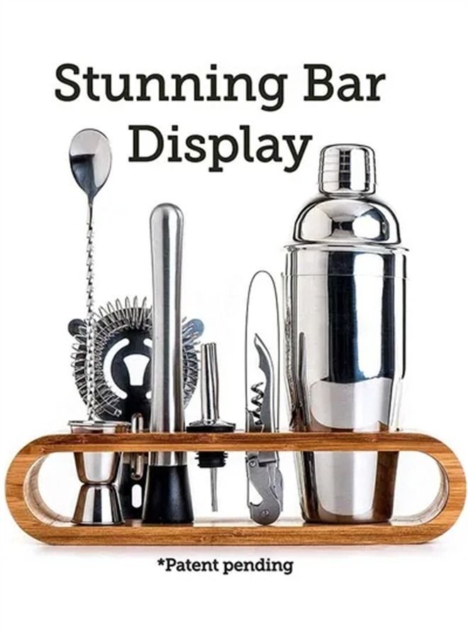 9-Piece Bar Tool Set with Stylish Bamboo Stand