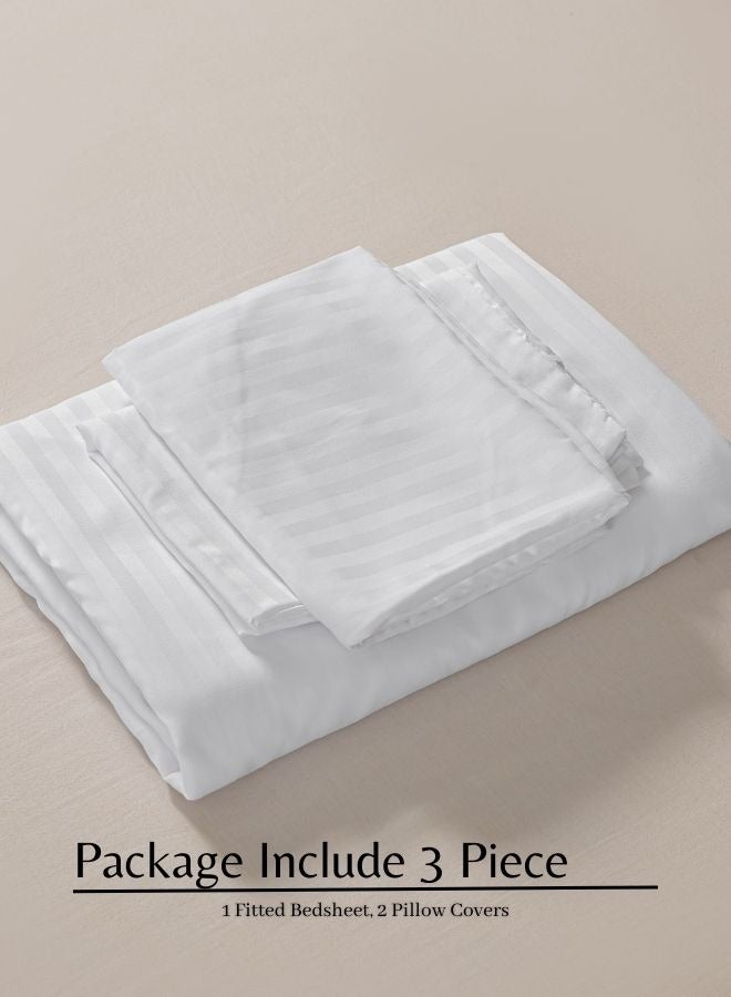 Variance Size 3 Piece Set, Bedsheet with 2 Pillow Cases, White Color