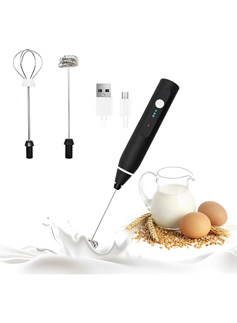 Milk Frother Coffee Foam Maker Electric Rechargeable Handled Frother With Egg Whisk