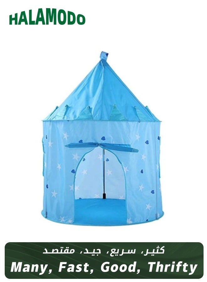 Children's Tent Blue, Indoor Outdoor Playhouse, Star Print Tent 105x 105x 135 cm