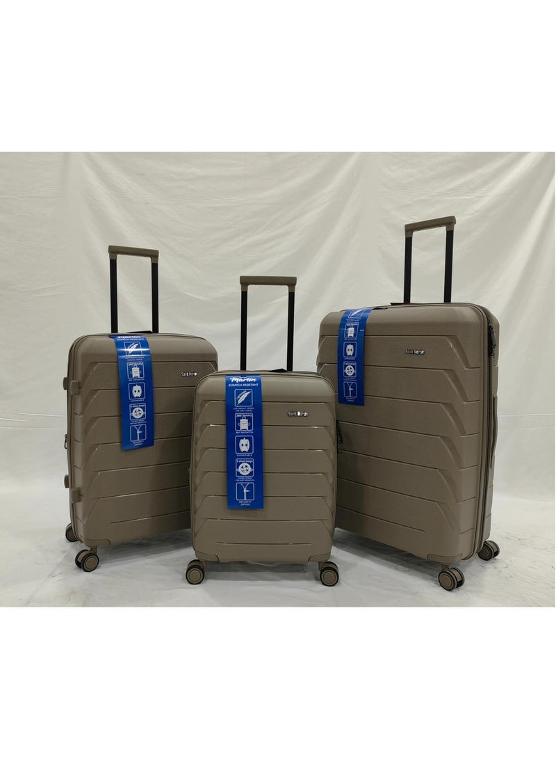 High Quality 20 24 28 Inch Travel Suit Cases PP Luggage Set with Aluminum Trolley For Travel Luggage Pack Of 3