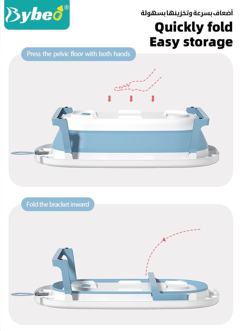 14 PCS Baby Bath Tub Foldable Bathtub With Temperature Sensing + Bathmat Cushion + Bath Net + Shower Cap + Washing Hair Shower Shampoo Cup *1 + Duckling toys *4 + Ocean Balls *5