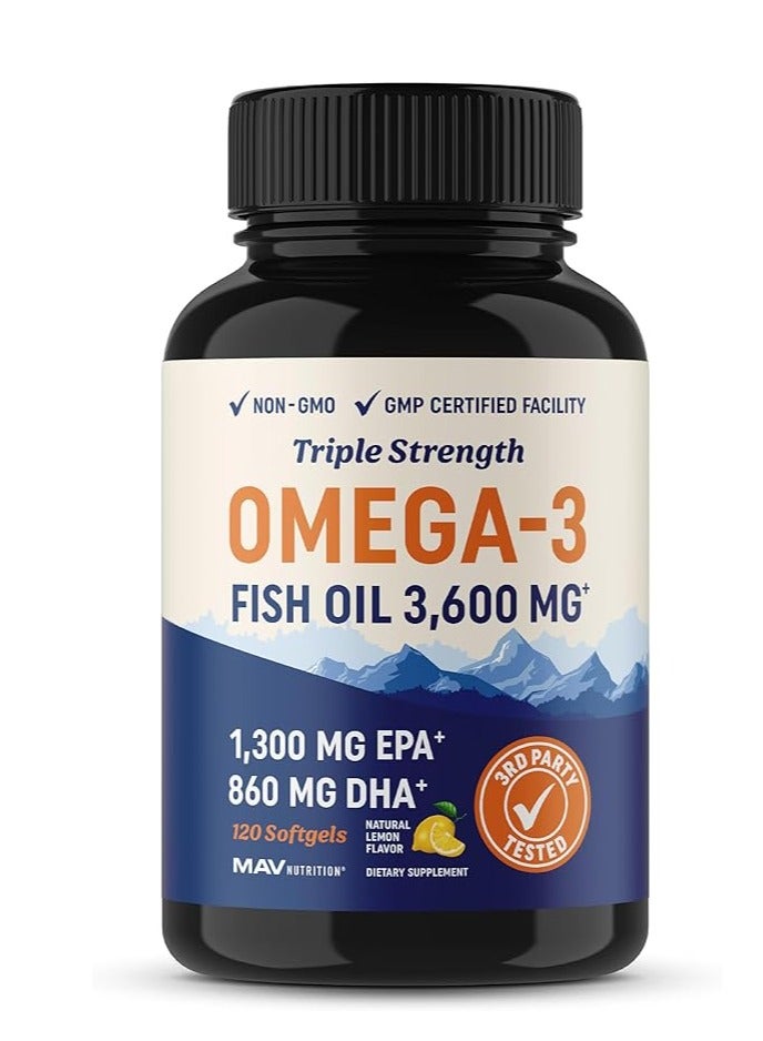 Triple Strength Omega 3 Fish Oil 3600 mg 120 Softgel