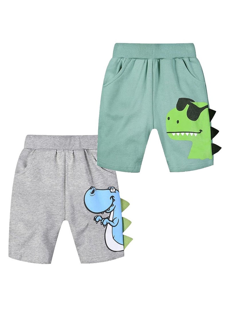 Toddler Boys Summer Cotton Shorts with Pocket Baby Casual Active Jogger Shorts  2-Pack