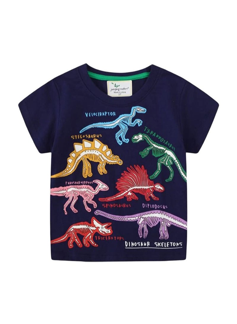 Toddler Boy Glow in The Dark Shirt Kids Cartoon Dinosaurs Sharks Short Sleeve T-Shirt Tops