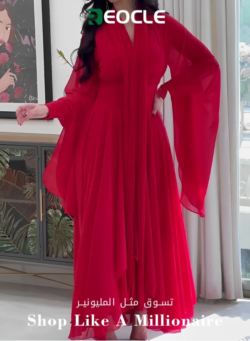 Premium Long-sleeved Long Red Skirt Suit New Women's Loose Fashionable Elegant