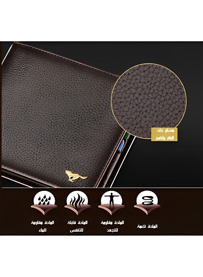 New Cowhide Genuine Leather Wallet Horizontal Short Thin Business Wallet Versatile and Trendy Easy to Carry