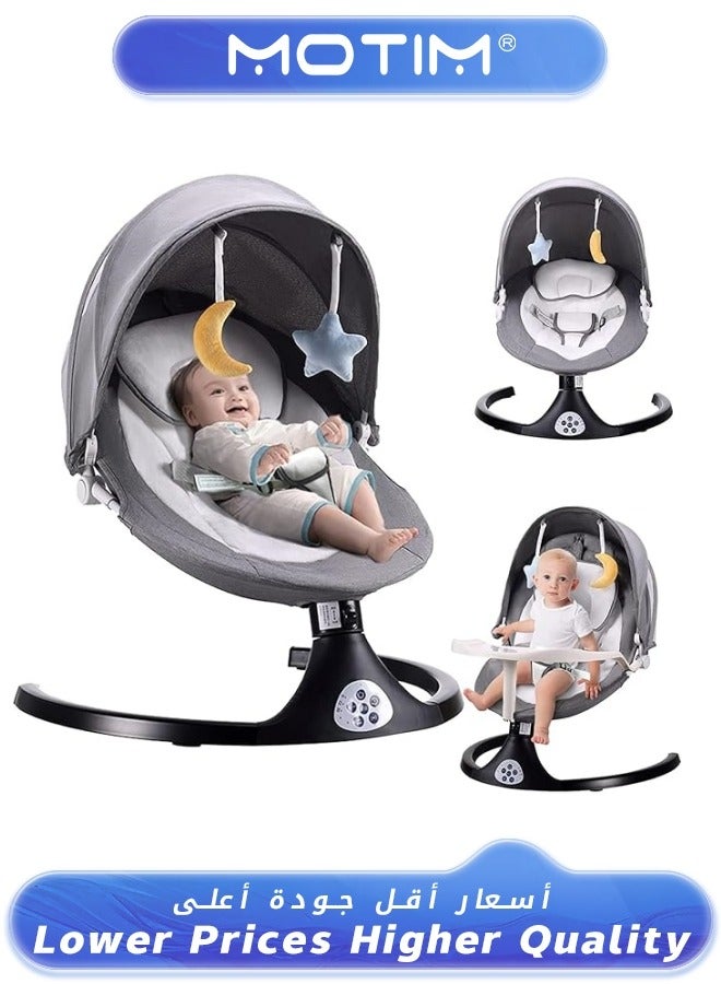 Baby Swing for Infants 5 Speed Electric Bluetooth Baby Rocker for Newborn 3 Timer Settings & 10 Pre-Set Lullabies Portable Baby Swing with Tray and Remote Control for 5-26 lbs 0-12 Months