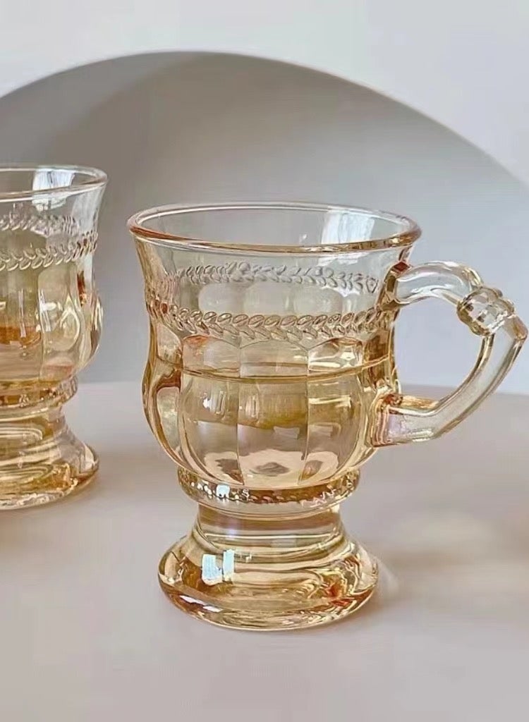 6-Piece Glass Tea Cup 125ml, Coffee Cup/Gold