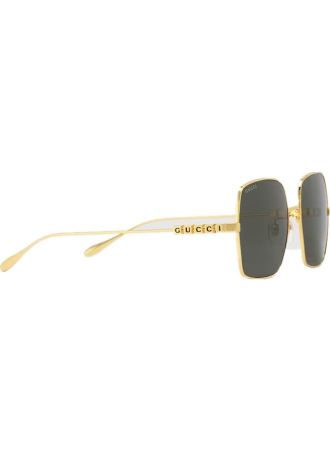 Gucci Square Gold-toned Metal Frame Sunglasses for Women GG1434S Style 755258 I3330 8080