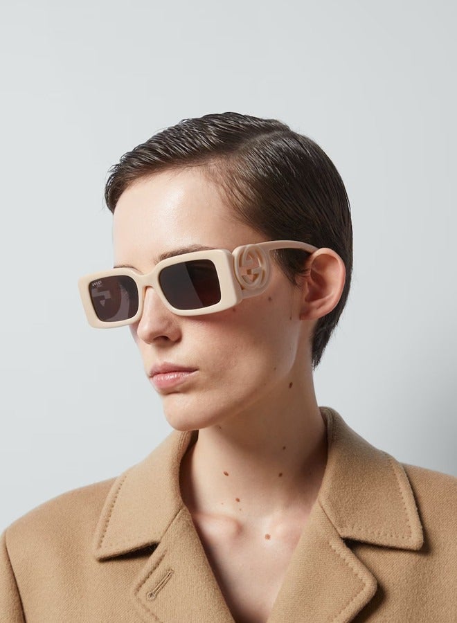 Gucci Rectangular White Frame Sunglasses for Women GG1325S Style 733369 J1691 9212