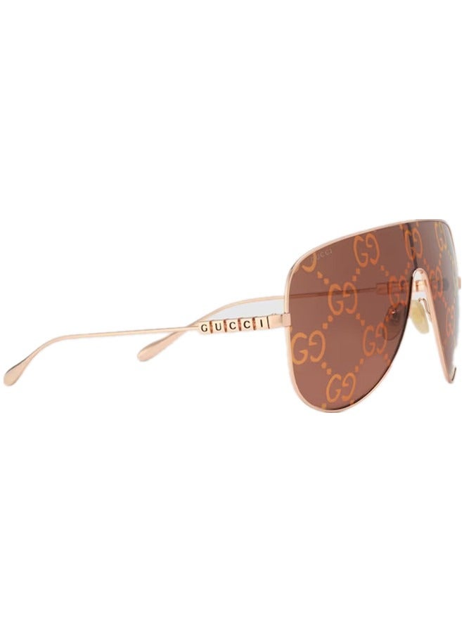 Gucci Mask Gold-toned Metal Frame Sunglasses for Women GG1436S Style ‎755257 I3331 8060