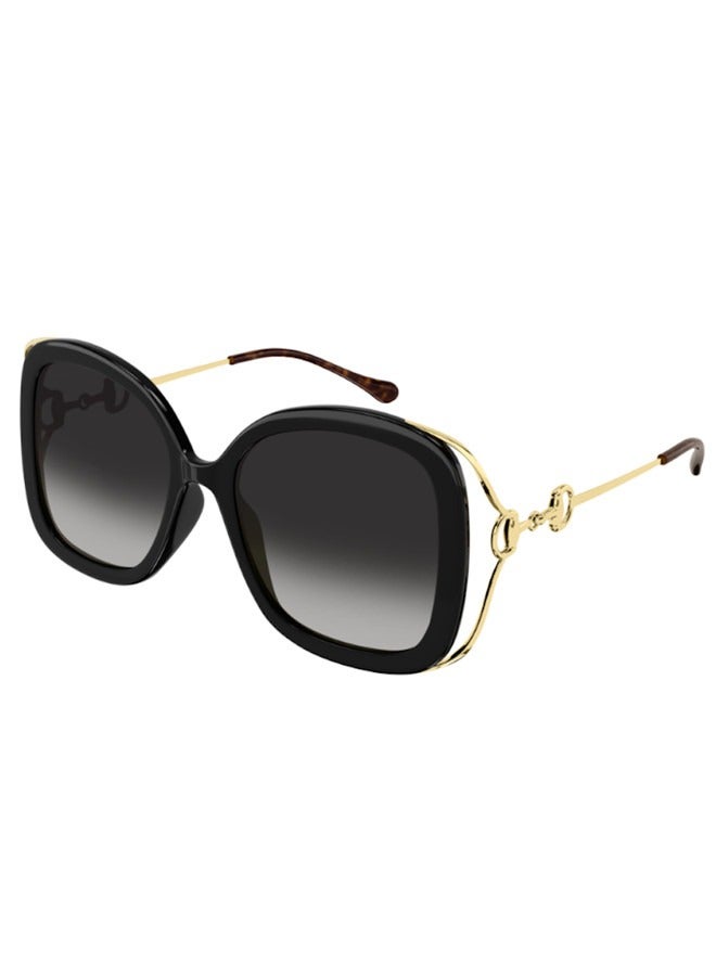 Gucci Rectangular Shiny Black Frame Sunglasses for Women GG1021S Style ‎680871 J1691 1012