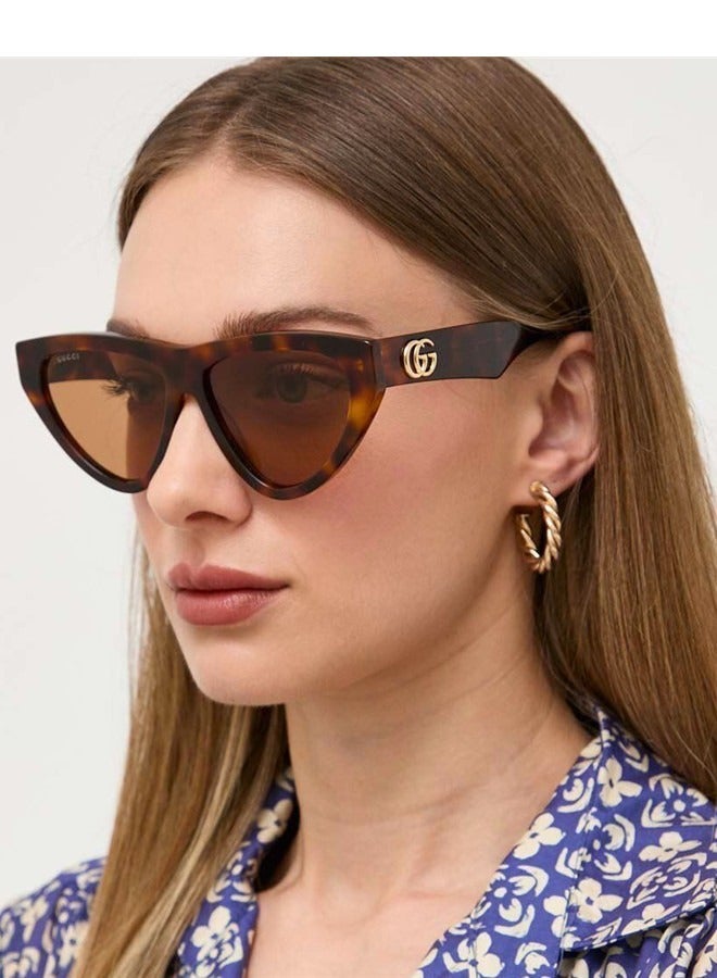 Gucci Cat Eye Shiny Dark Havana Frame Sunglasses for Women GG1333S