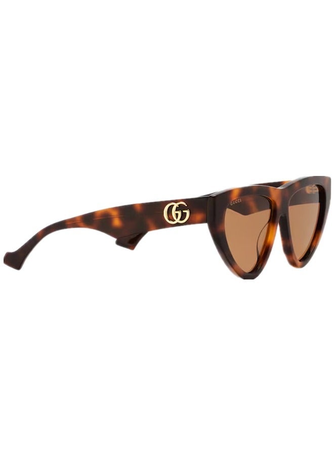 Gucci Cat Eye Shiny Dark Havana Frame Sunglasses for Women GG1333S