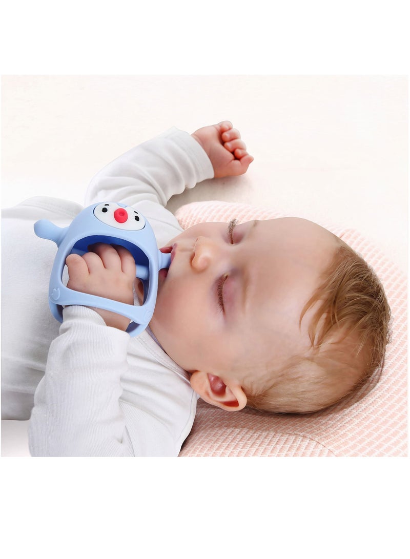 Penguin Buddy Never Drop Silicone Baby Teething Toy for 0-6month Infants, Baby Chew Toys for Sucking Needs, Hand Pacifier for Breast Feeding Babies