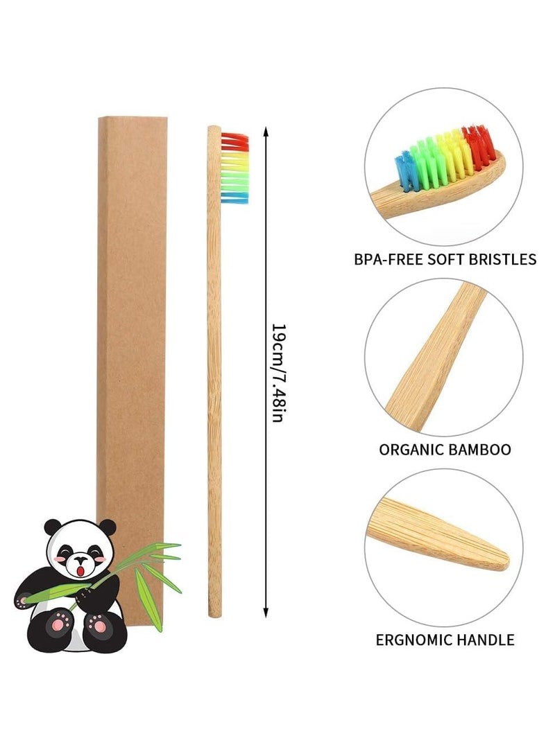 Manual Toothbrush for adults, Bamboo Toothbrushes, Medium Nylon Bristles, Natural Biodegradable Eco-Friendly BPA Free Wooden Toothbrush Set, Assorted Colour, Pack of 10