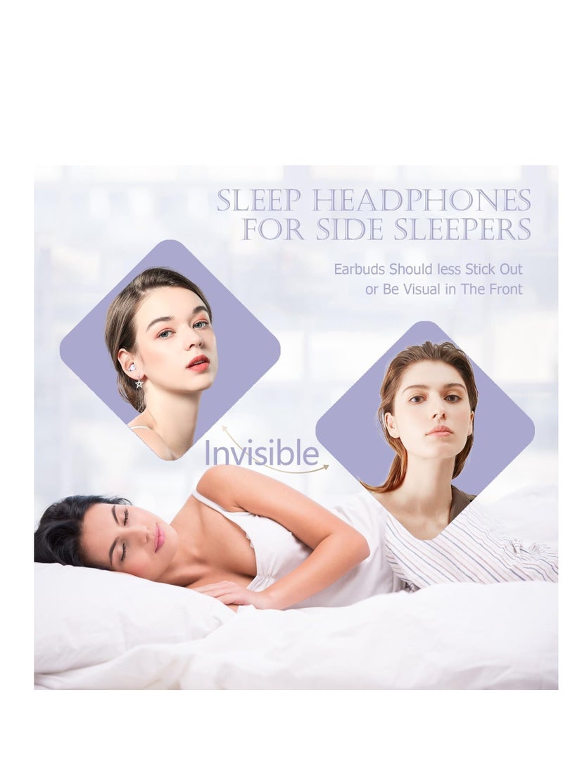 Wireless Sleep Earbuds, Wireless Small Sleep Earbuds Bluetooth, Wireless Bluetooth Earbuds for Sleeping on Side, Mini Sleeping Ear Buds, Ultra Small and Skin-Soft Bluetooth Headphones (Purple)