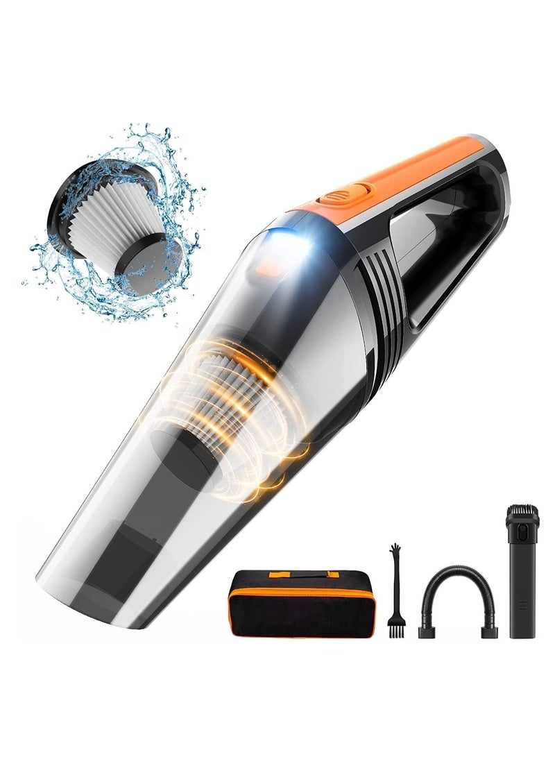 Cordless Portable Handheld Vacuum, Quick Cleaning Duster, Lightweight Hand Vacuum with Different Nozzles 6000pa Powerful Cyclonic Suction Wet Dry for Car Sofa Keyboard Pet Hair