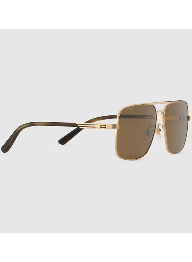 Gucci Navigator Gold-toned metal  Frame Sunglasses for Men GG1289S Style 733382 I3330 8023
