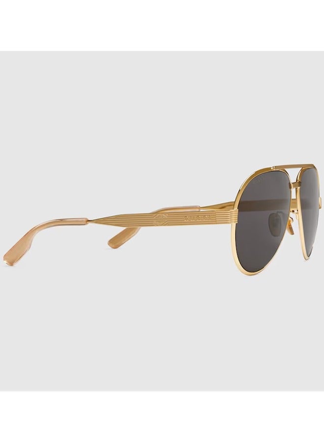 Gucci Aviator Shiny Gold-Toned Metal Frame Sunglasses for Men GG1513S Style ‎778326 I3330 8012