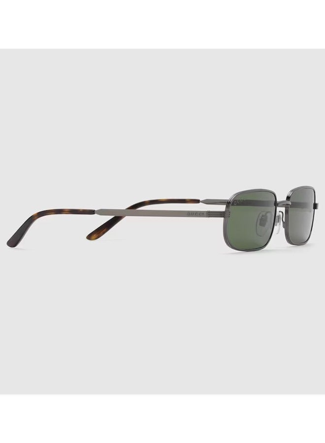 Gucci Rectangle Shiny Ruthenium-Toned Frame Sunglasses for Men GG1457S Style ‎755272 I3330 8130