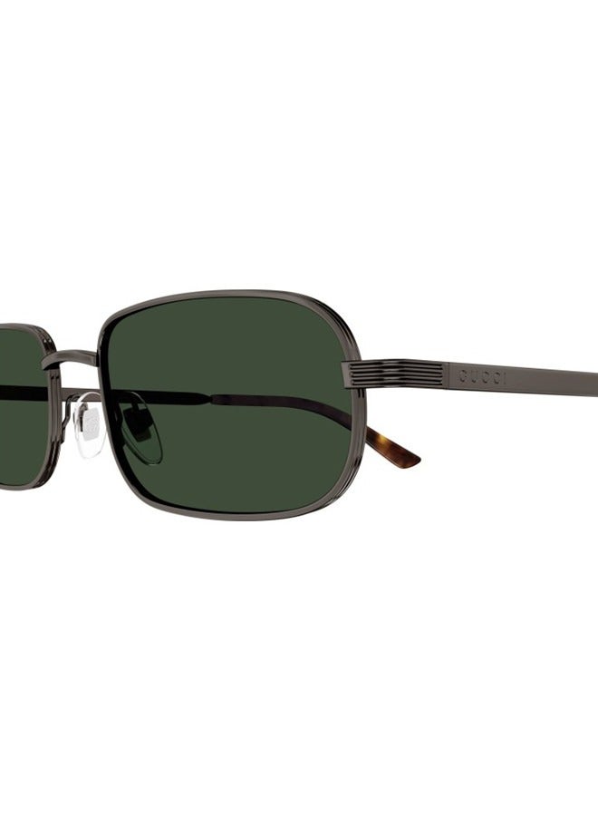 Gucci Rectangle Shiny Ruthenium-Toned Frame Sunglasses for Men GG1457S Style ‎755272 I3330 8130
