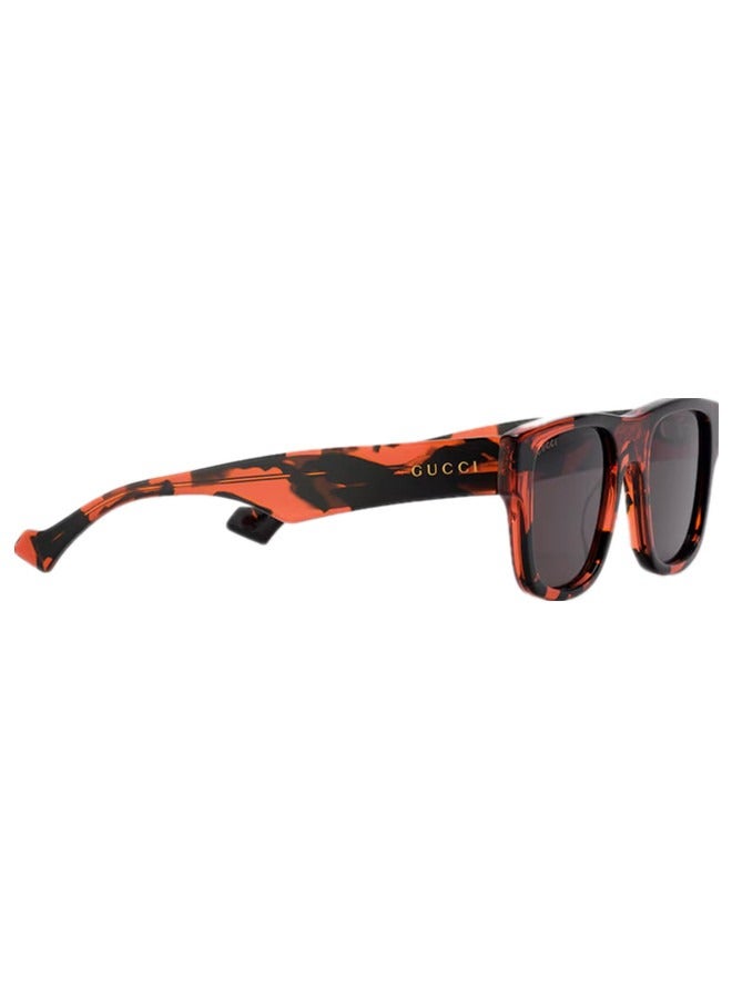 Gucci Square Shiny Brown and Orange Frame Sunglasses for Men GG1427S Style ‎755266 J0740 7623