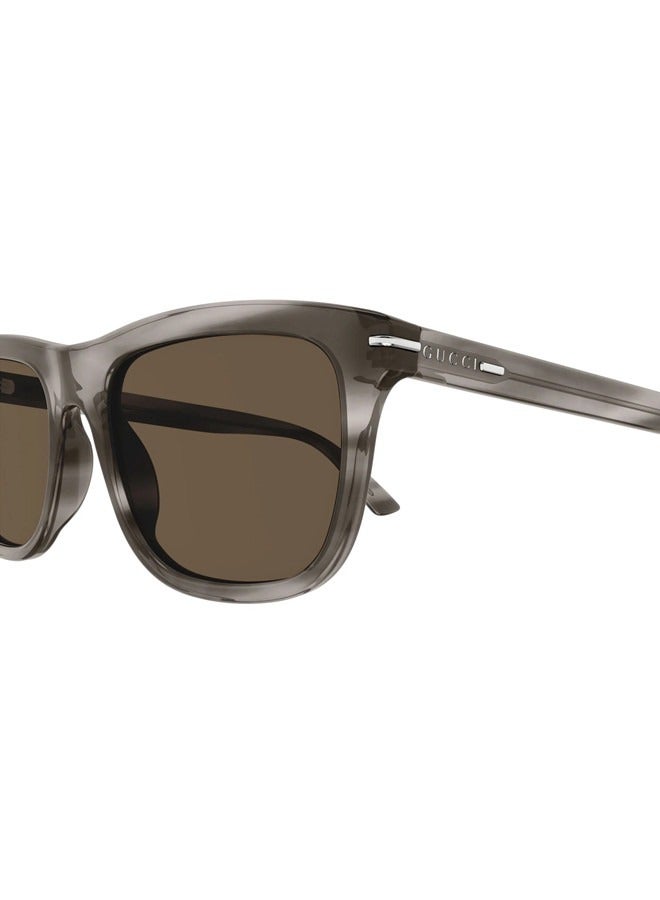 Gucci Rectangular Shiny Striped Grey and Taupe Frame Sunglasses for Men GG1444S Style ‎755266 J0740 1012